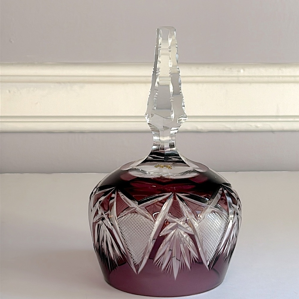Vintage elegant cut crystal bell plum purple colored